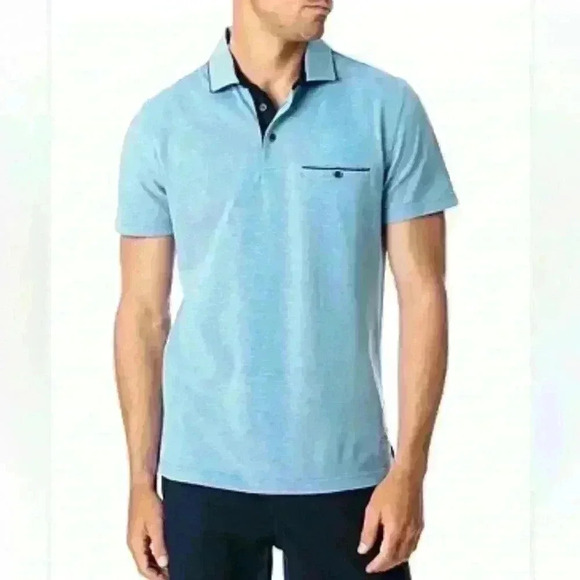 Rodd & Gunn Sherwood Mercerized Cotton Birdseye Regular Fit Blue Polo Shirt Cyan - Picture 1 of 6